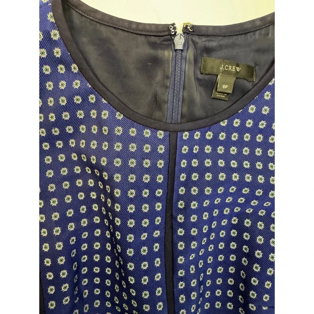 J.Crew Navy Jacquard‎ Brocade Grosgrain Structured Preppy Sheath Dress